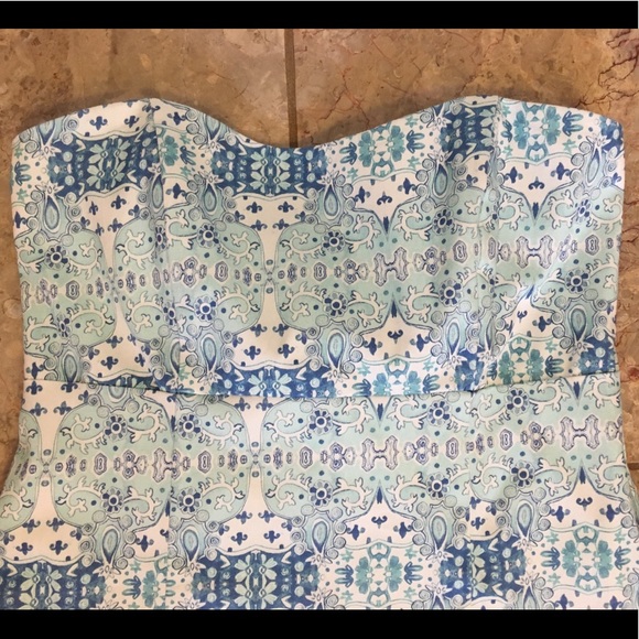 Kaeli Smith Strapless Blue and White Dress- Sz 0 - Picture 3 of 7